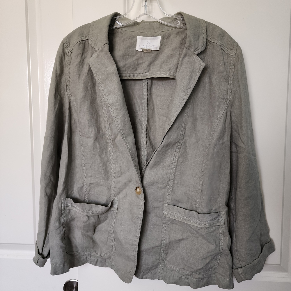 Caslon Women's Sage Green Linen Blazer